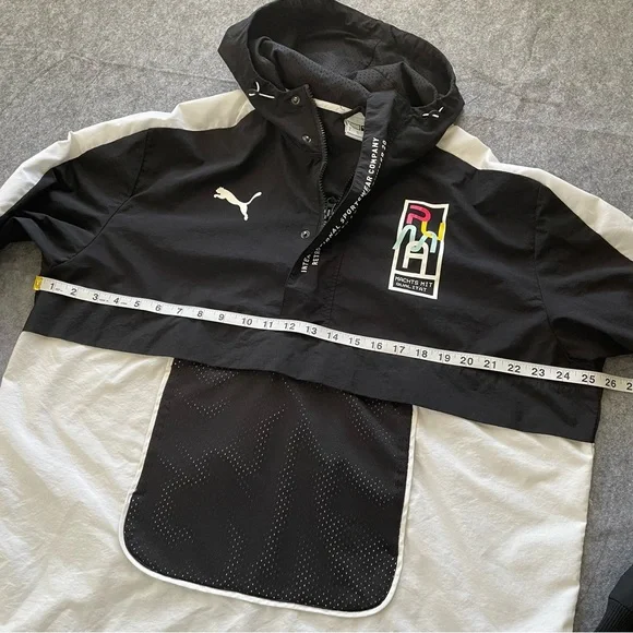 PUMA Jacket Windbreaker Womens XL Quarter Zip Hoodie Black White 599372-01 - Picture 9 of 16